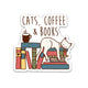 Autocollant en vinyle Chats, Café et Livres