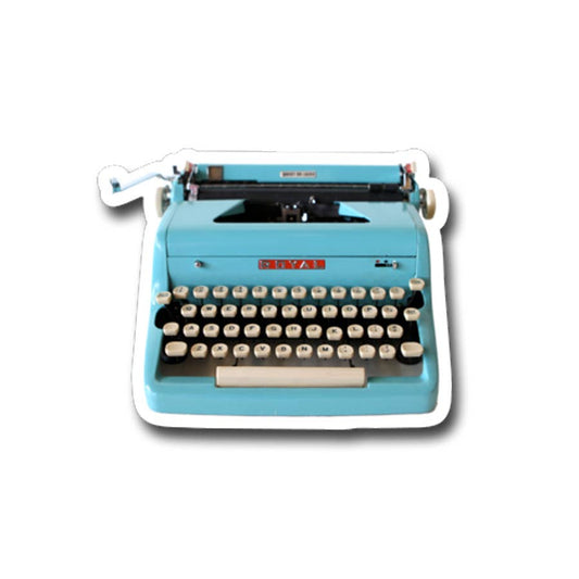 Vintage Blue Royal Typewriter Vinyl Sticker
