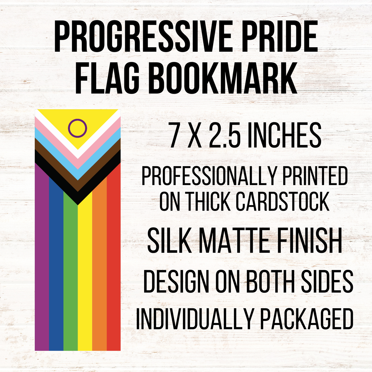 Pride bookmark, Progressive Pride flag, LBGTQIA bookmark