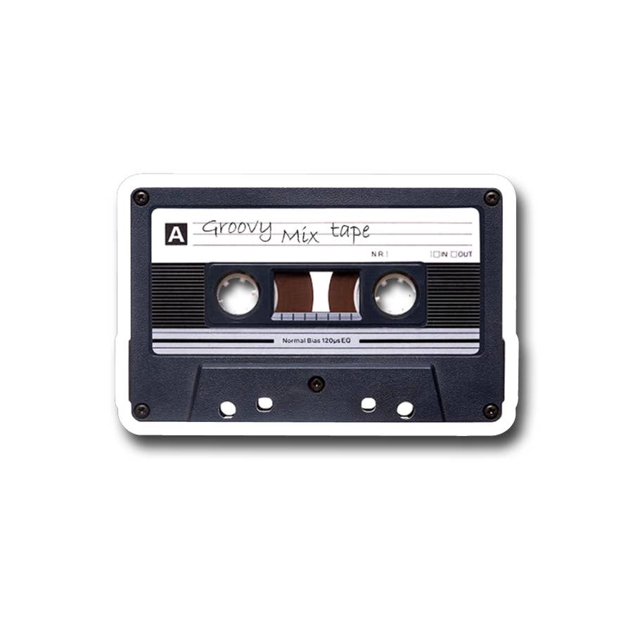 Groovy Mix Tape Cassette Throwback Vinyl Sticker
