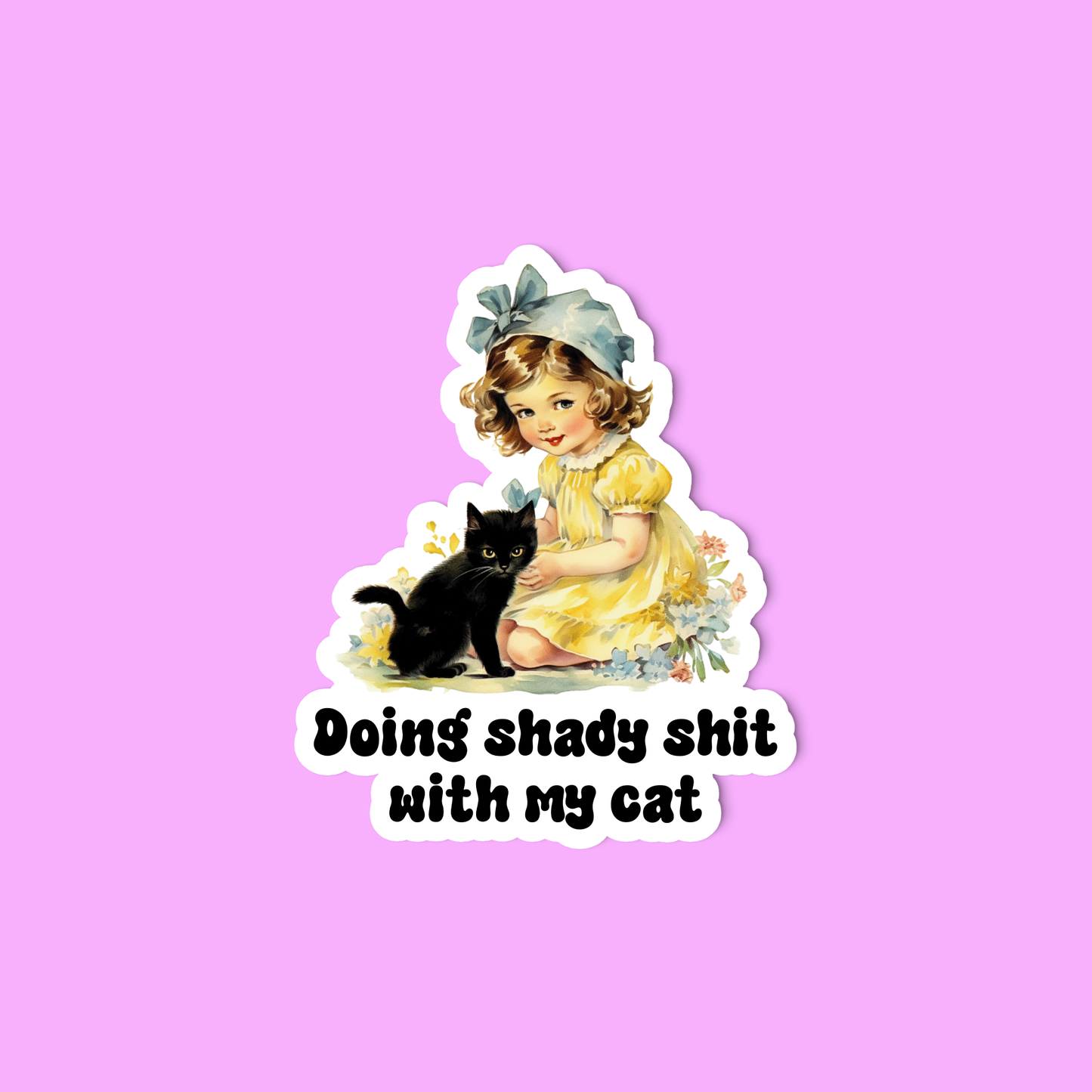 Funny cat sticker, Laptop sticker, Doing shady shit with cat