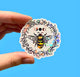 Autocollant holographique abeille phases de la lune, Autocollant Lune