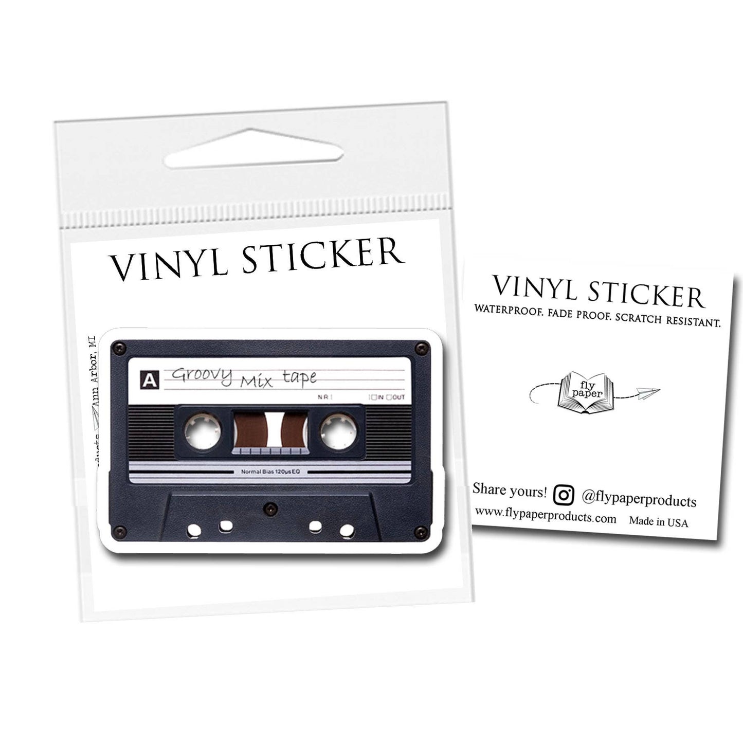 Groovy Mix Tape Cassette Throwback Vinyl Sticker